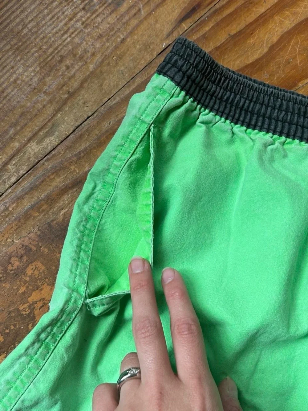 Vintage 90s Men's Retro Bright Green Swim Shorts
